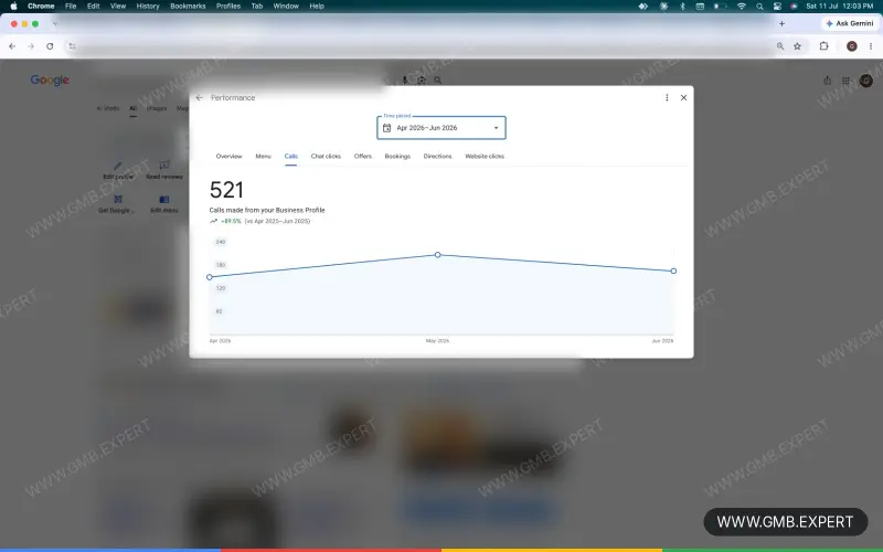 GMB Expert client result 6: increased calls and profile views on Google Maps