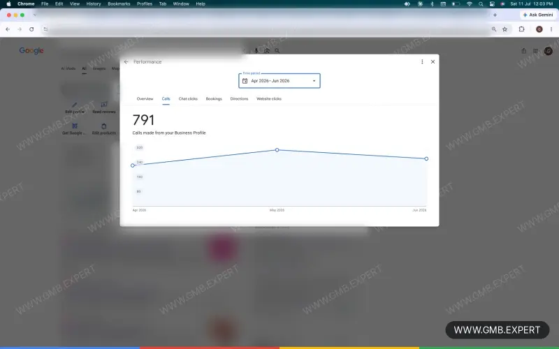 GMB Expert client result 8: increased calls and profile views on Google Maps